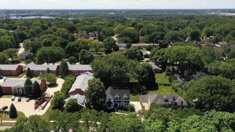 Aerial View of The Residential Area Near Duck Creek Park